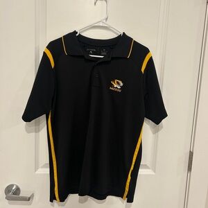 Antigua Black Polo with Yellow Stripes